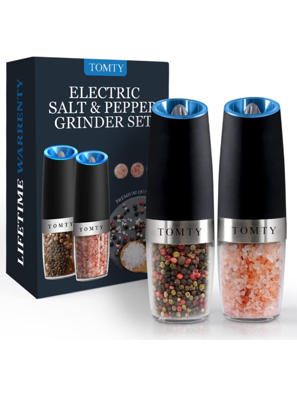 Electric Salt & Pepper Grinder Set - Unique Gifts for Couples, Mom, Dad, Holiday
